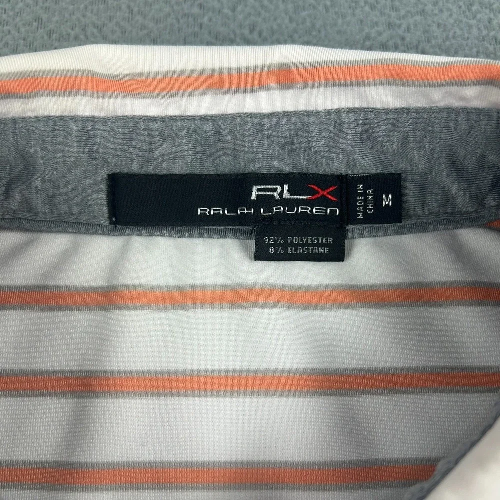 RLX Ralph Lauren‎ Polo Shirt Mens Medium Orange White Performance Stretch